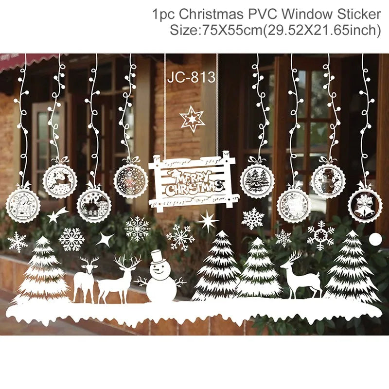 Christmas Window Stickers Merry Christmas Decorations for Home 2025 Christmas Wall Sticker Kids Room New Year Decoration 2026
