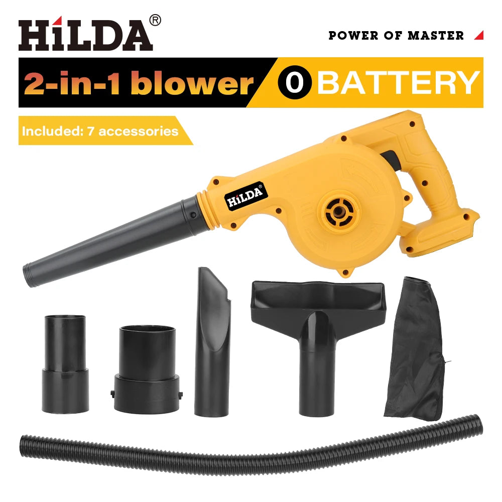 HILDA 18V Electric Air Blower 2IN 1Vacuum Cleaner Dust Computer Collector Cordless Handheld Power Tools For Makita No Battery