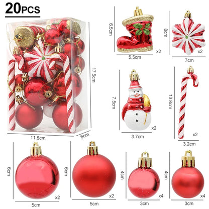 Christmas Decoration 29/20Pcs Christmas Tree Balls Hanging Pendant Candy Cane Pine Cone Ornament Set Christmas Home Decoration 2024 Navidad New Year