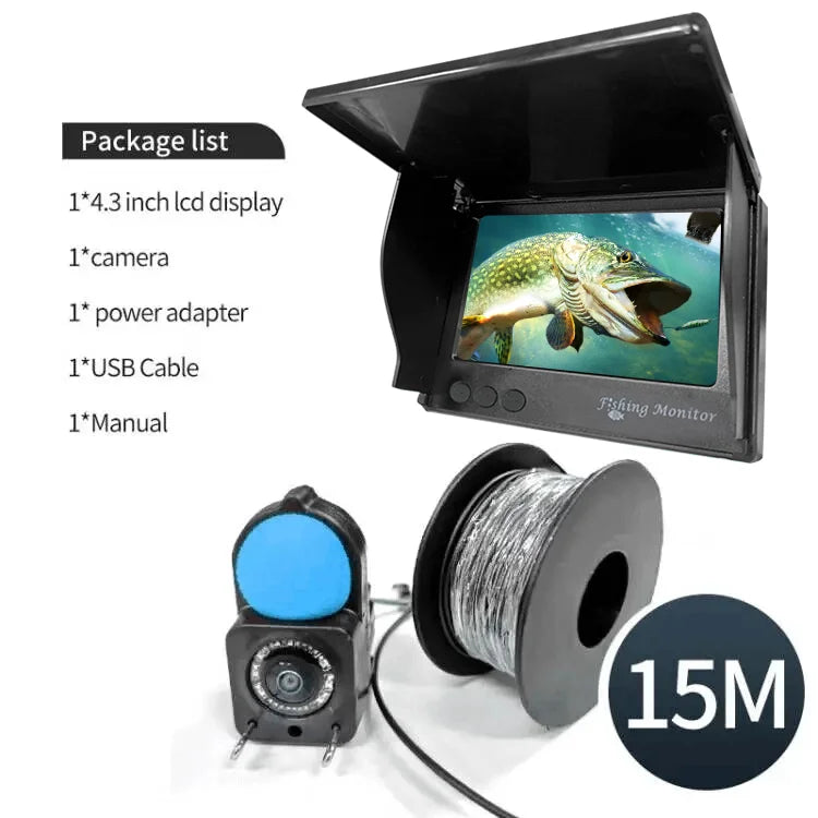 Fish Finder with Underwater 1080P HD Camera – 4.3" LCD Screen, Night Vision, 5000mAh Battery, Portable Fishing Tool for Ice, Lake & Boat Fishing