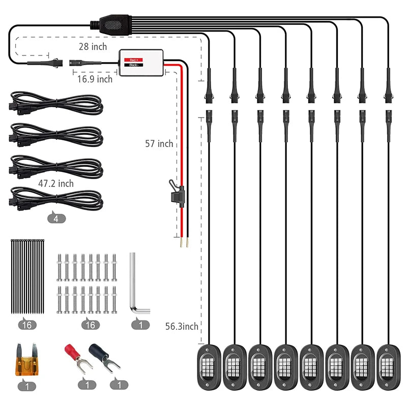Underglow LED Car Lights Underbody Lamp Car RGB Ground Lighting App Control 12V Trail Rig Light Vehicle SUV Trucks Rock Lights