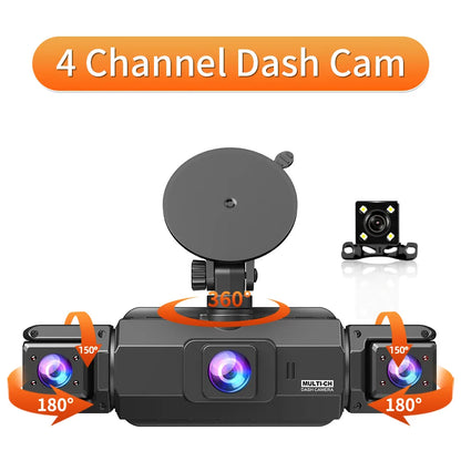 4Lens 360° Dash cam Voice 1080P Video Recorder Car DVR Recording camera Front left right Rear View Auto 4ch dashcam 24H Parking