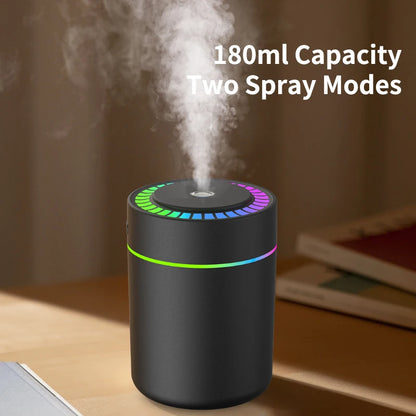 Powerful and Efficient Air Humidifier 180ML Aromatherapy Aroma Diffuser Essential Oil with Colorful Lights for Home Car Bedroom