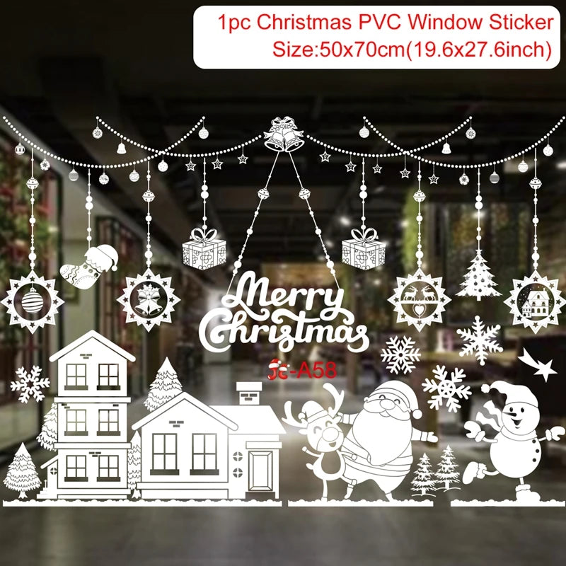 Christmas Window Stickers Merry Christmas Decorations for Home 2025 Christmas Wall Sticker Kids Room New Year Decoration 2026