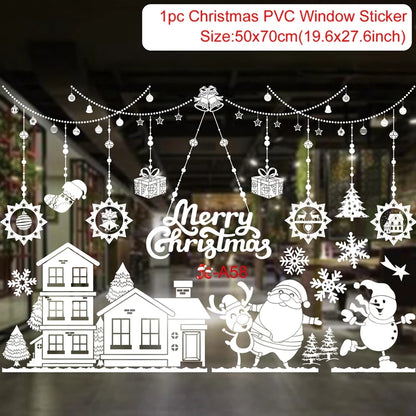 Christmas Window Stickers Merry Christmas Decorations for Home 2025 Christmas Wall Sticker Kids Room New Year Decoration 2026
