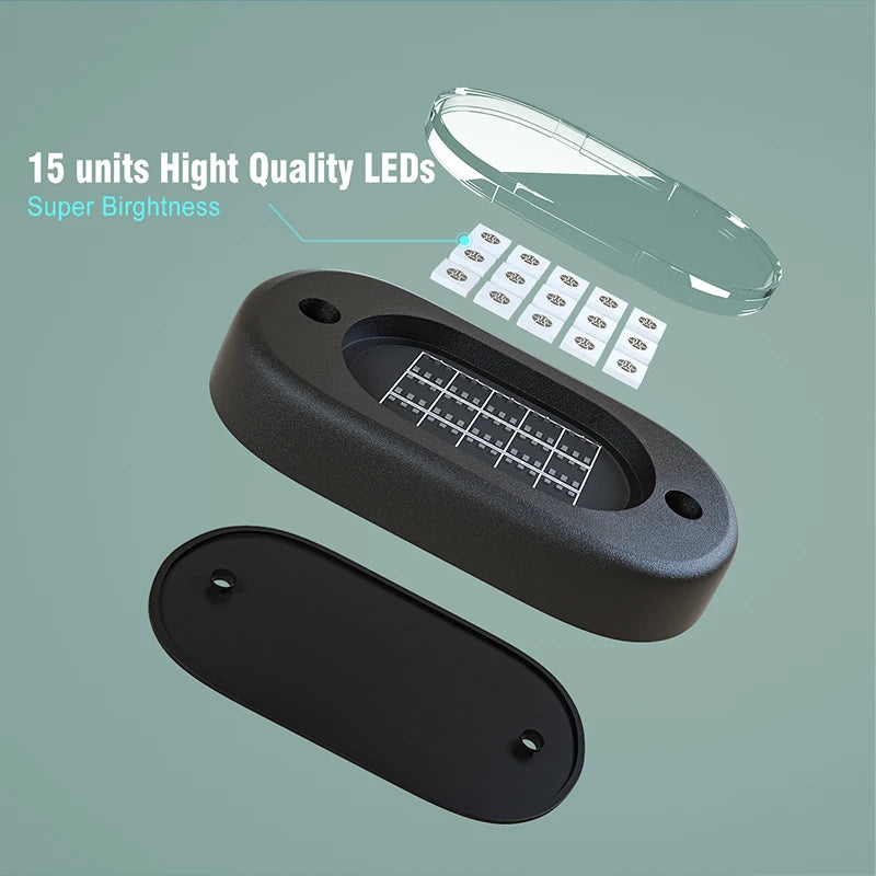 Underglow LED Car Lights Underbody Lamp Car RGB Ground Lighting App Control 12V Trail Rig Light Vehicle SUV Trucks Rock Lights