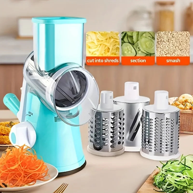 1pc Highly efficient and versatile Vegetable and Fruit Slicer Grater - benchtop drum cutter with drum design for fast, even shre