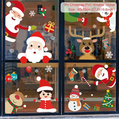 Christmas Window Stickers Merry Christmas Decorations for Home 2025 Christmas Wall Sticker Kids Room New Year Decoration 2026