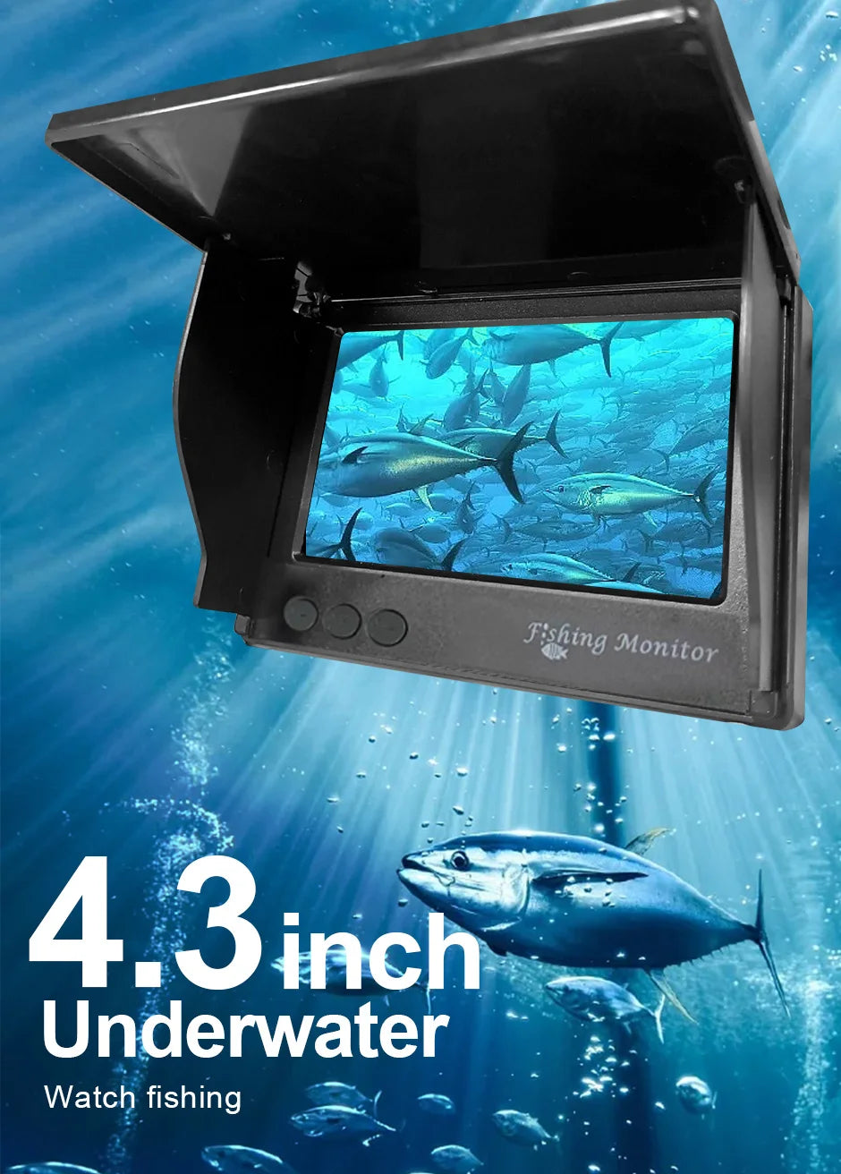 Fish Finder with Underwater 1080P HD Camera – 4.3" LCD Screen, Night Vision, 5000mAh Battery, Portable Fishing Tool for Ice, Lake & Boat Fishing