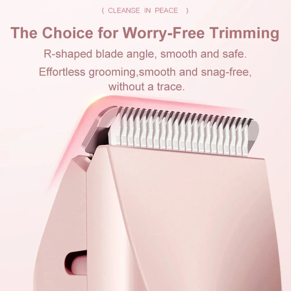 Women Electric Razors 2 in 1 Dual-Head Painless Bikini Trimmer Wet Dry Use for Ladies Pubic Hair Detachable Head Electric Shaver