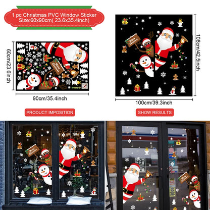 Christmas Window Stickers Merry Christmas Decorations for Home 2025 Christmas Wall Sticker Kids Room New Year Decoration 2026