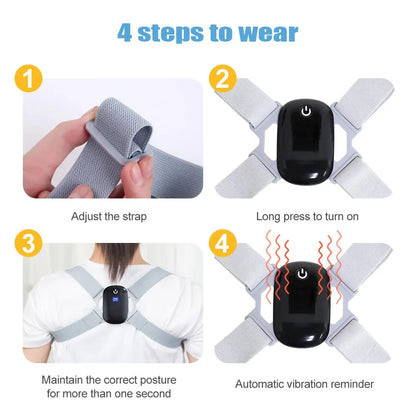 Smart Posture Corrector with Sensor – Vibrating Back & Neck Trainer for Adults & Kids (Invisible Adjustable Brace)