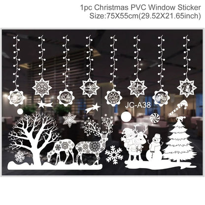 Christmas Window Stickers Merry Christmas Decorations for Home 2025 Christmas Wall Sticker Kids Room New Year Decoration 2026