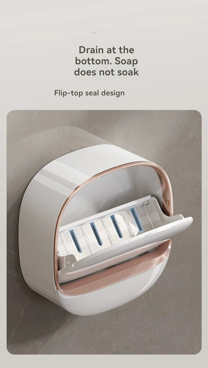 Waterproof Soap Box for Shower, Hanging Soap Holder with Drainage for Bathroom Storage