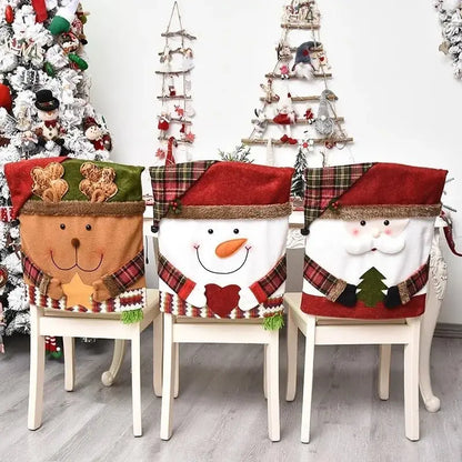 Christmas Decorative Chair Set, Festive Stool Set & Chair Covers, Holiday Home Furnishings, Perfect for Parties & Celebrations