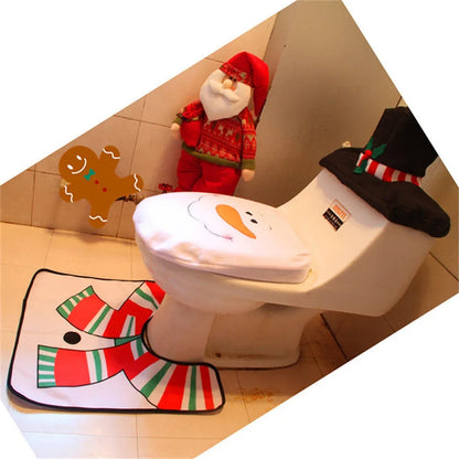 Cute Christmas Toilet Seat Covers Creative Santa Claus Bathroom Mat Xmas Supplies for Home New Year Gift Navidad Decor