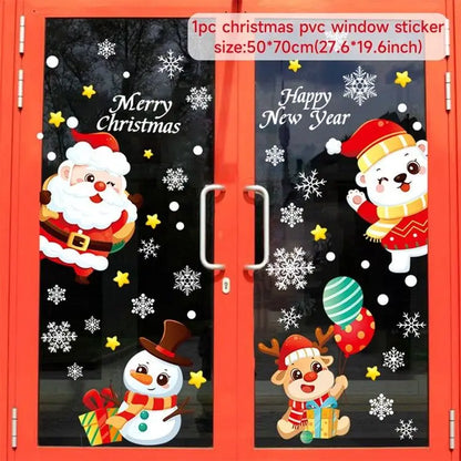 Christmas Window Stickers Merry Christmas Decorations for Home 2025 Christmas Wall Sticker Kids Room New Year Decoration 2026
