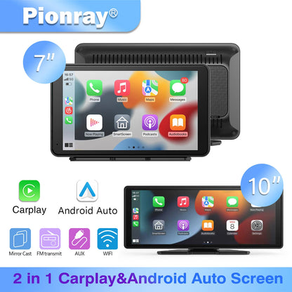 Pionray Universal 7"/10.26" Wireless CarPlay & Android Auto Portable Touchscreen Car Radio Multimedia Player