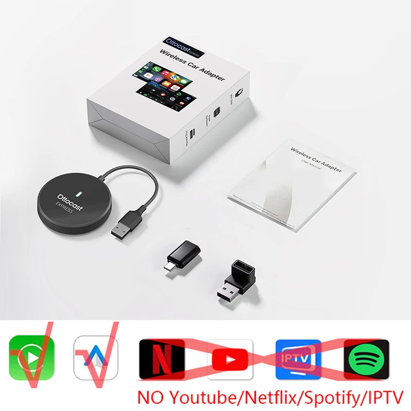 OTTOCAST Play2 Video Pro Carplay Ai Box Wireless Android Auto Adapter Built in Youtube Netflix TV BOX For VW Benz 99% of Cars