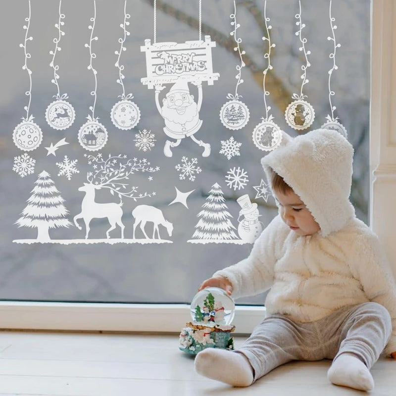 Christmas Window Stickers Merry Christmas Decorations for Home 2025 Christmas Wall Sticker Kids Room New Year Decoration 2026