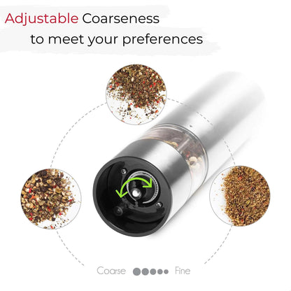 Electric Salt Pepper Grinder Set One Handed Operation Stainless Steel Spice Mill With Light Automatic Pepper Grinde for Kitchen