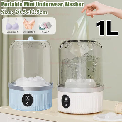 Portable Mini Washing Machine Compact Laundry Washer for Dorms Travel Camping Hotel Apartment Easy Clothes Cleaning