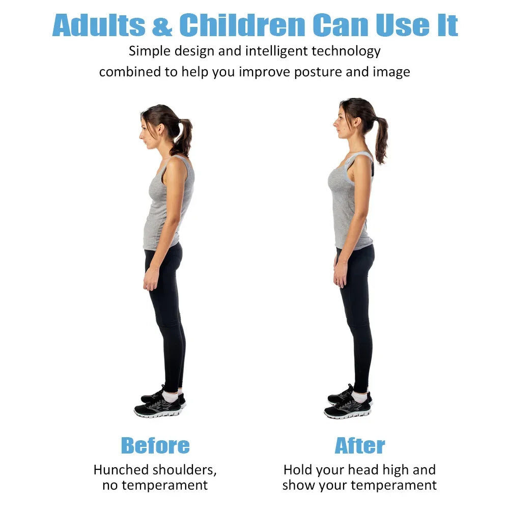 Smart Posture Corrector with Sensor – Vibrating Back & Neck Trainer for Adults & Kids (Invisible Adjustable Brace)