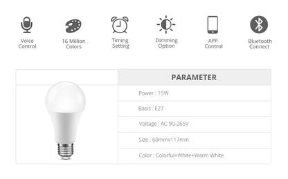 Bluetooth Smart Bulb Alexa Led Lamp E27 RGB Smart Light Bulbs 90V-265V Smart Lamps For Smart Life Home lighting decoration