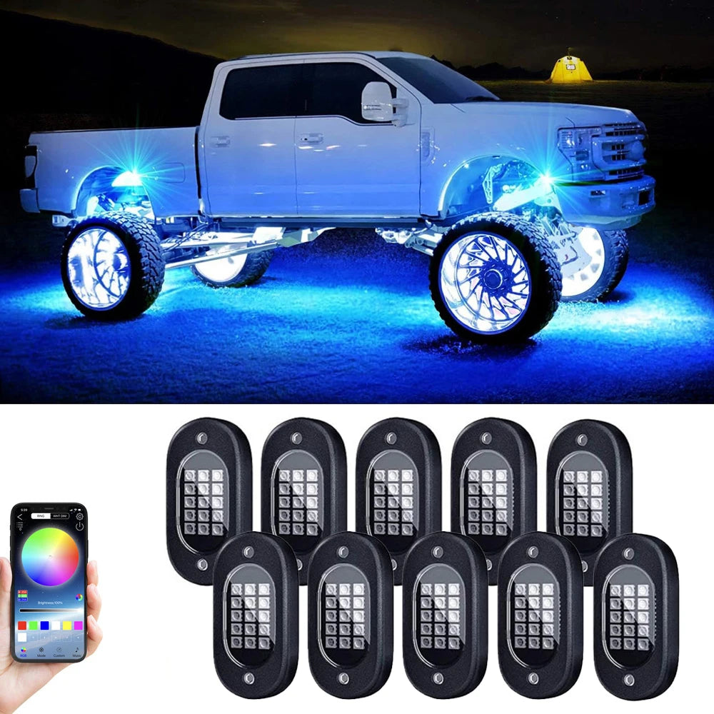 Underglow LED Car Lights Underbody Lamp Car RGB Ground Lighting App Control 12V Trail Rig Light Vehicle SUV Trucks Rock Lights