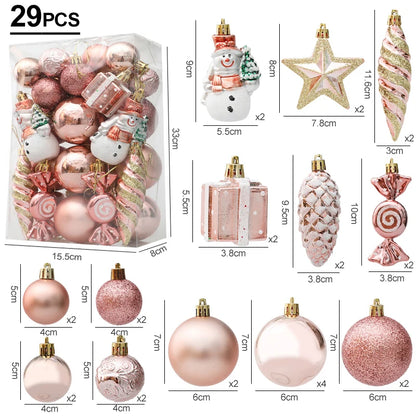 Christmas Decoration 29/20Pcs Christmas Tree Balls Hanging Pendant Candy Cane Pine Cone Ornament Set Christmas Home Decoration 2024 Navidad New Year