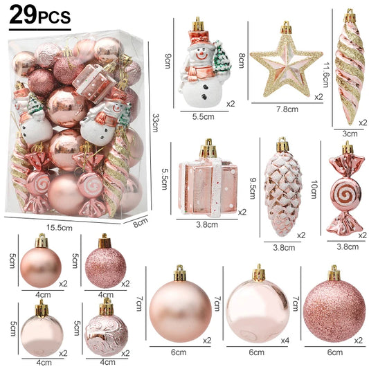 Christmas Decoration 29/20Pcs Christmas Tree Balls Hanging Pendant Candy Cane Pine Cone Ornament Set Christmas Home Decoration 2024 Navidad New Year