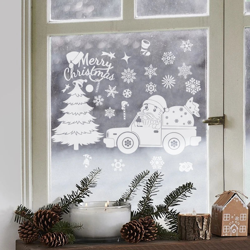 Christmas Window Stickers Merry Christmas Decorations for Home 2025 Christmas Wall Sticker Kids Room New Year Decoration 2026