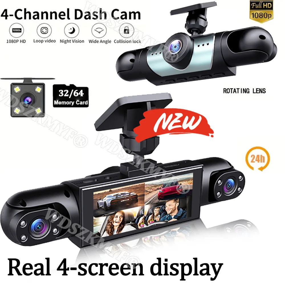 4Lens Car DVR 360 Degrees Video Recorder 1080P Dash Cam 3/4Channel Front Right left optional Rear View camera Car accessory