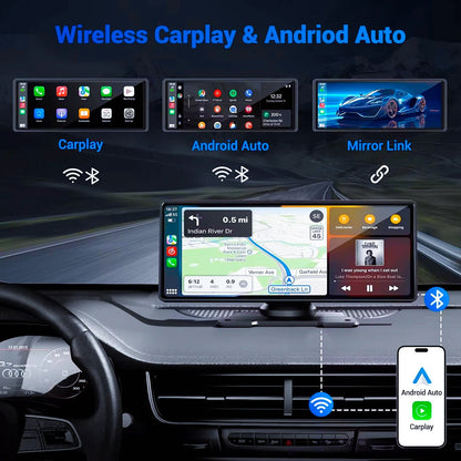 Pionray Universal 7"/10.26" Wireless CarPlay & Android Auto Portable Touchscreen Car Radio Multimedia Player
