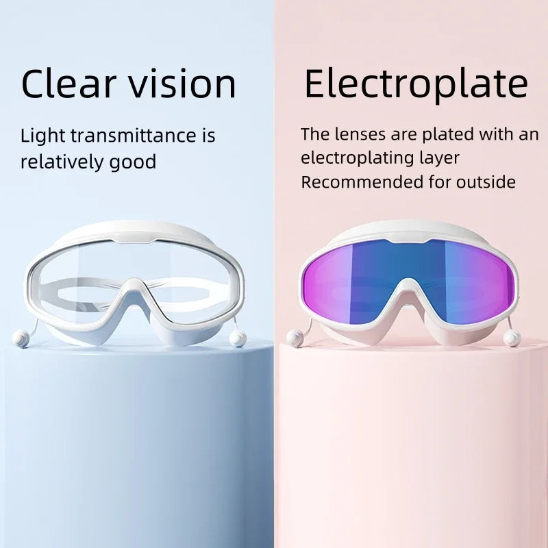 Outdoor Swimming Goggles Anti-Fog Wide View Scuba Diving Swimming Glasses with Earplugs for Adult Youth Water Diving Goggles