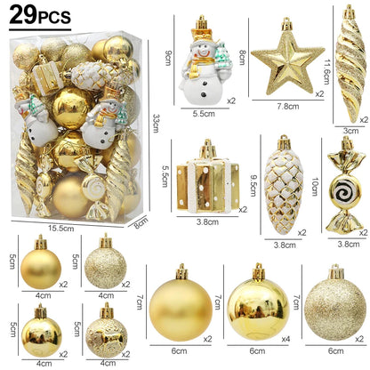 Christmas Decoration 29/20Pcs Christmas Tree Balls Hanging Pendant Candy Cane Pine Cone Ornament Set Christmas Home Decoration 2024 Navidad New Year