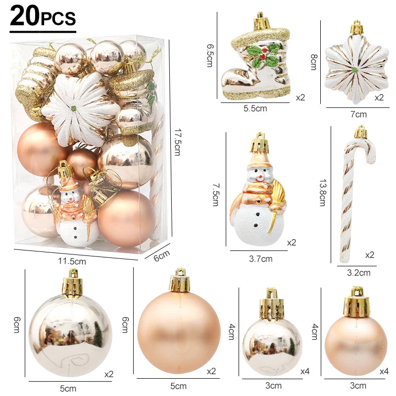 Christmas Decoration 29/20Pcs Christmas Tree Balls Hanging Pendant Candy Cane Pine Cone Ornament Set Christmas Home Decoration 2024 Navidad New Year