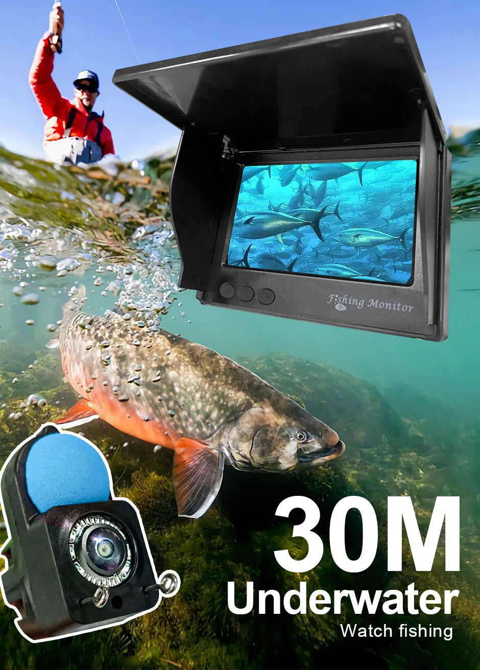 Fish Finder with Underwater 1080P HD Camera – 4.3" LCD Screen, Night Vision, 5000mAh Battery, Portable Fishing Tool for Ice, Lake & Boat Fishing