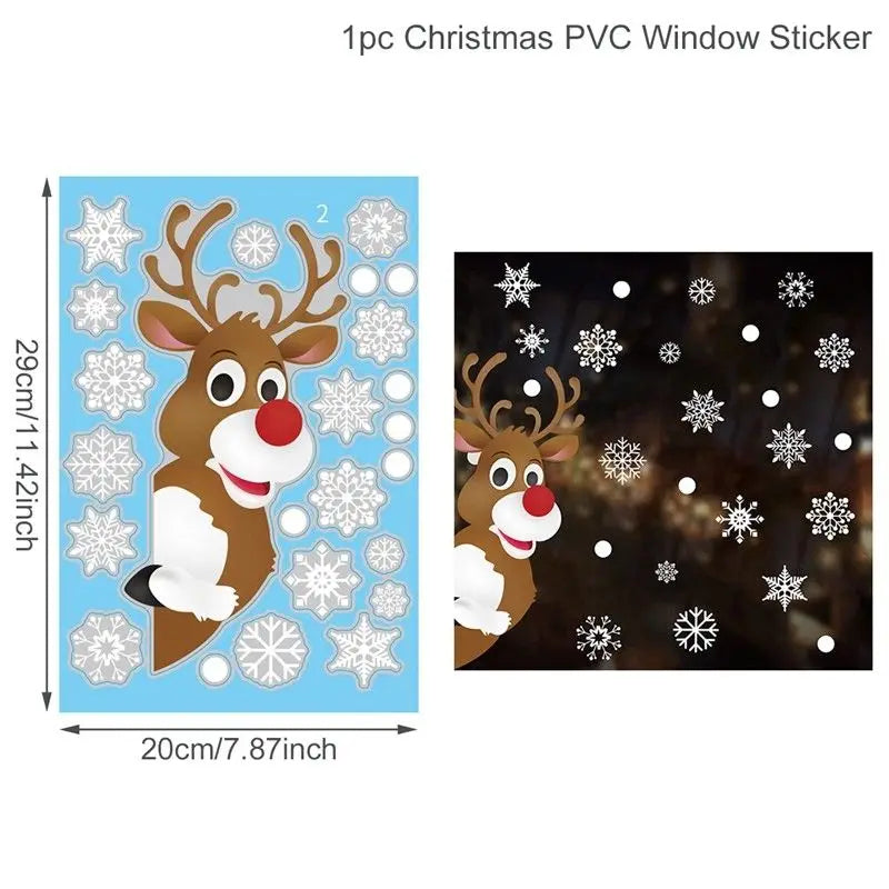 Christmas Window Stickers Merry Christmas Decorations for Home 2025 Christmas Wall Sticker Kids Room New Year Decoration 2026