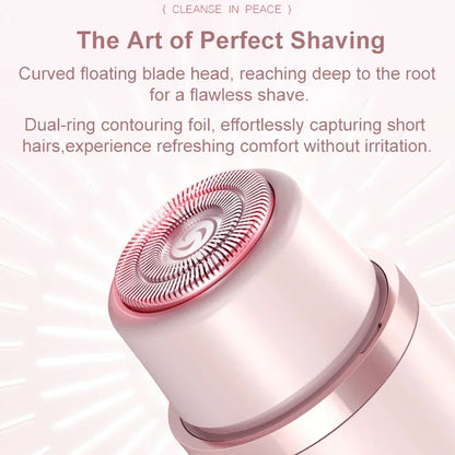Women Electric Razors 2 in 1 Dual-Head Painless Bikini Trimmer Wet Dry Use for Ladies Pubic Hair Detachable Head Electric Shaver