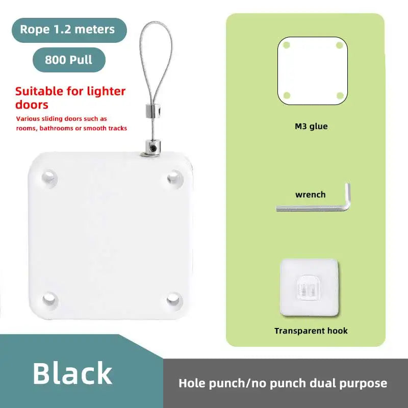 Automatic Door Closer with Pull String – Punch-Free Self-Closing Device, Adjustable Tension, No-Drill