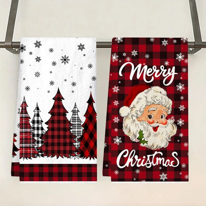 2pcs Christmas Kitchen Towels Merry Christmas Party Decoration 2025 Xmas Santa Claus Dish Towel Navidad Natal New Year Gift 2026