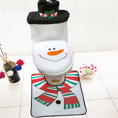 Cute Christmas Toilet Seat Covers Creative Santa Claus Bathroom Mat Xmas Supplies for Home New Year Gift Navidad Decor