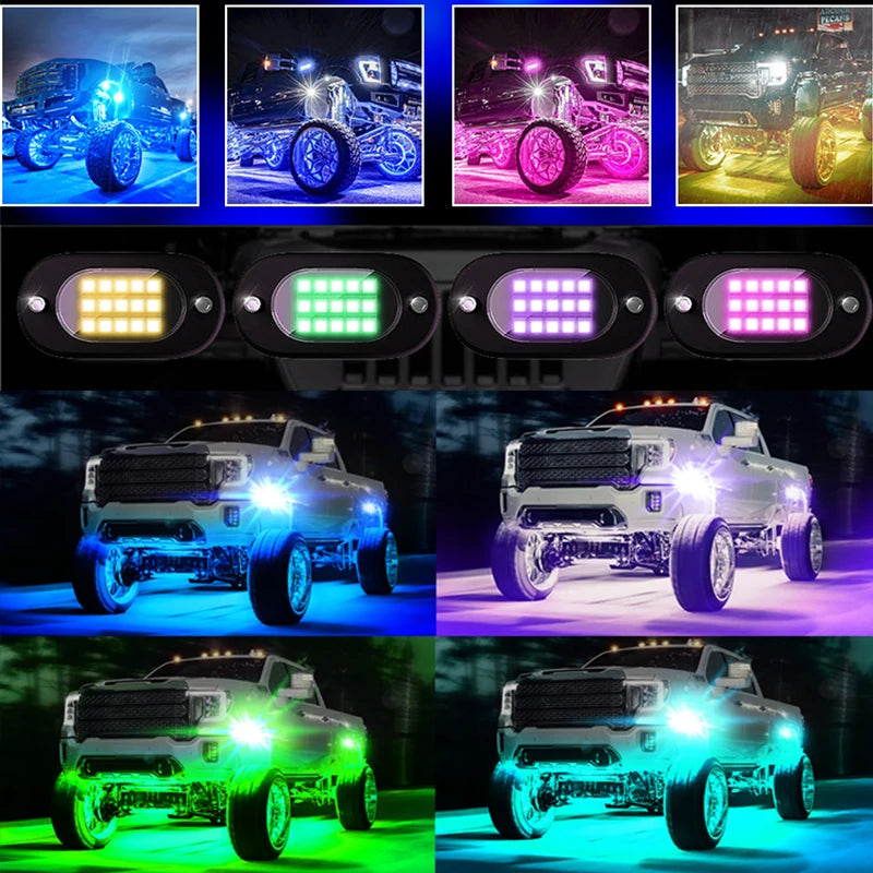 Underglow LED Car Lights Underbody Lamp Car RGB Ground Lighting App Control 12V Trail Rig Light Vehicle SUV Trucks Rock Lights