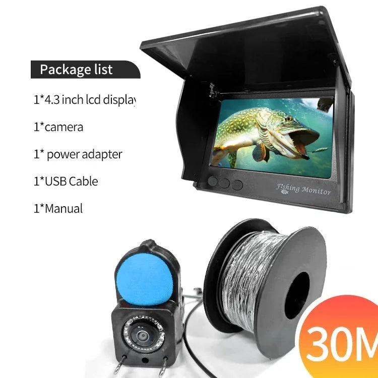 Fish Finder with Underwater 1080P HD Camera – 4.3" LCD Screen, Night Vision, 5000mAh Battery, Portable Fishing Tool for Ice, Lake & Boat Fishing