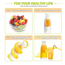 Mini Portable Juicer Cup – USB Rechargeable Smoothie Blender Bottle, Travel Fruit Mixer